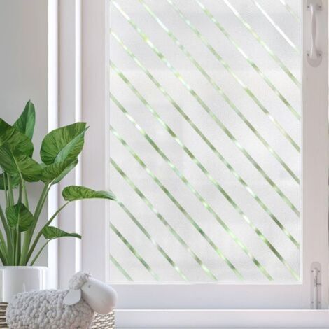 (45×200cm) Sichtschutzfolie, Verdunkelungsfolie, Diagonalstreifenmuster, elektrostatische Folie, selbstklebend, UV-beständige Fensterfolie für Küche, Wohnung und Büro