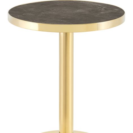 Beistelltisch rund aus MDF in Grau mit Marmoroptik und goldfarbener Struktur (1/5)