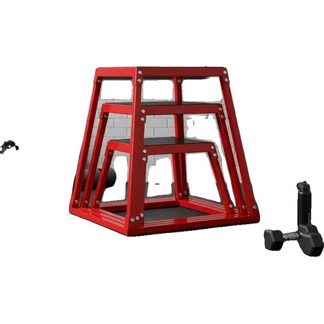 Coffres de saut pliométriques, surface antidérapante sécurisée, hauteurs ajustables, Rouge (1/2)