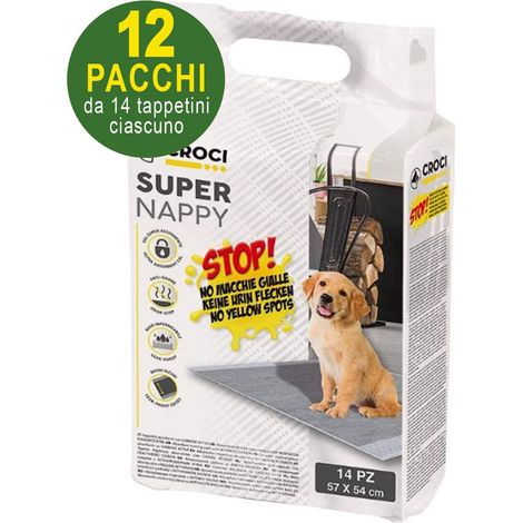 168 Tapis hygiénique pour chien SuperNappy Active Charcoal 57x54 cm - 12 paquets de 14 chacun