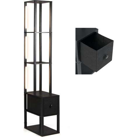 COSTWAY Lampada da Terra,con Cassetto,Ripiani,Luminosità Regolabile,per Soggiorno e Studio (1/5)