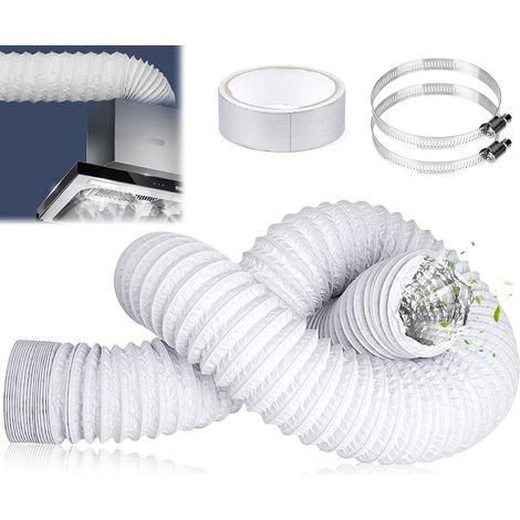 Tuyau Climatiseur Mobile Diamètre de 75 mm Tuyau d'évacuation d'air Flexible en PVC Aluminium 3 m Gaine Ventilation avec 2 Colliers de Serrage pour Climatisation, Hotte, Sèche-linge (75mm) (1/5)
