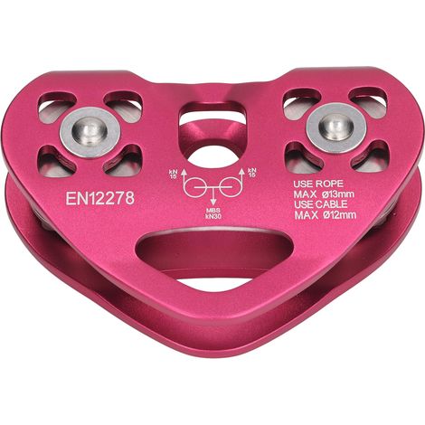 Poulie d'escalade extérieure en aluminium aéronautique à double arbre, rouge bordeaux, pour alpinisme (1/5)