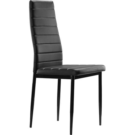 Conjunto de 4 sillas negro de Comedor con Patas metálicas y tapizadas de Piel sintética alcochado (1/5)