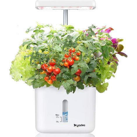 Jardin d’intérieur Petit système intelligent de jardinage au sol avec lampe de croissance LED 17 watts, minuterie automatique, jardinière auto-arrosante, idées cadeaux pour mamans et femmes (sans (1/5)