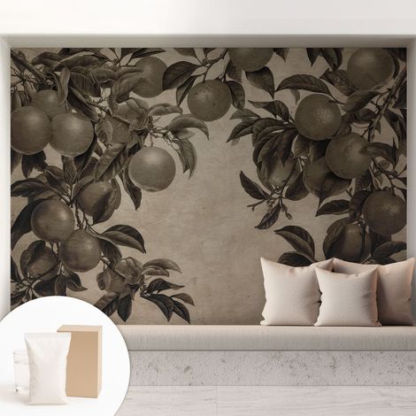 Tapete Vliestapete mit Kleber - trendige Wanddeko - elegant Fototapete für Wohnzimmer - Schlafzimmer Fruchtmuster 208x146 cm (1/5)