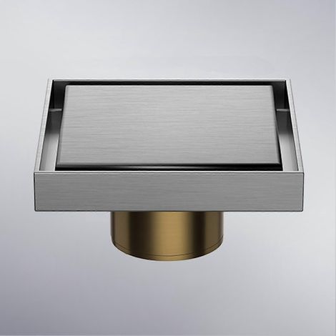 Bon de douche carré moderne avec insert carrelage, évacuation d'eau de salle de bain, solution de drainage au sol, grille encastrable, finition robuste, système anti-odeur. (1/5)