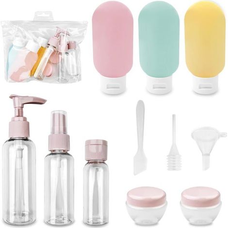 11 Flacons Voyage – Anti-Fuites, Shampoing/Lotion/Gel Douche, Portable (1/4)