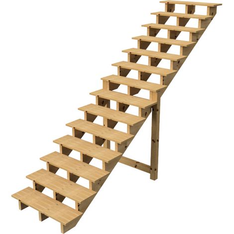Außentreppe Holz Höhe 241cm 14 Stufen, Breite 100cm, OHNE Setzstufen