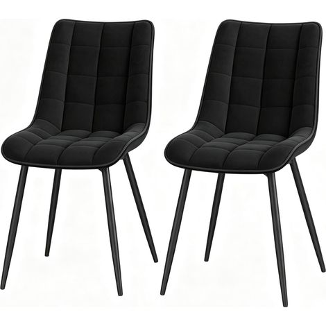 2 sillas tapizadas de comedor de terciopelo con patas metálicas negras MODENUIT (1/4)