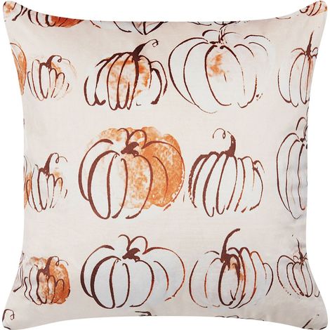 Dekokissen CUCURBITA Samtstoff 45 x 45 cm Beige Pflanzenmuster