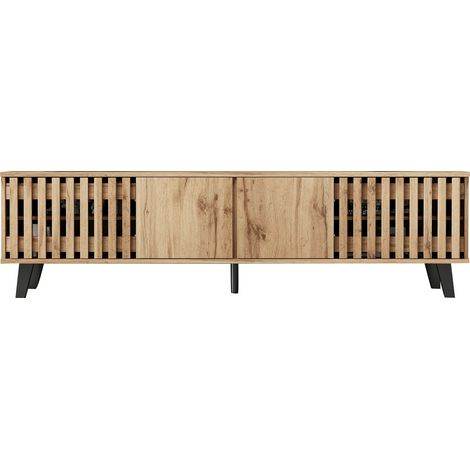 Mobile TV con 4 Ante e 8 Vani, per Televisore fino a 70 Pollici, Soggiorno, in Pannelli di Particelle, 180×40×55 cm (1/5)