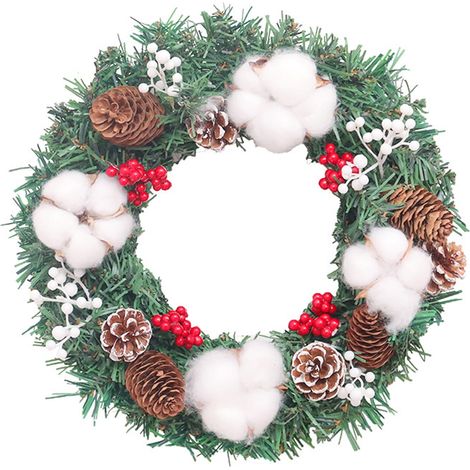 Guirlande De Noël - Couronne Décorative 30 Cm Avec Boules Rouges Et Nœud Papillon - Pour Porte D'Entrée Intérieur Extérieur - 1 Pièce (1/5)