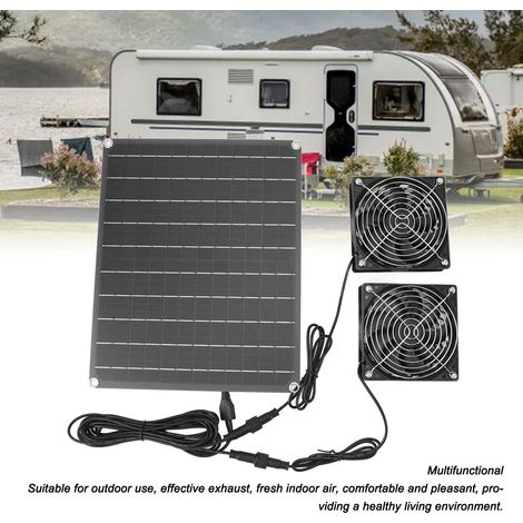 Ventilatore di estrazione solare Toivize, kit doppio Toivize 15W impermeabile IPX7 per pollaio, serra e ricovero animali, pannello monocristallino (1/4)