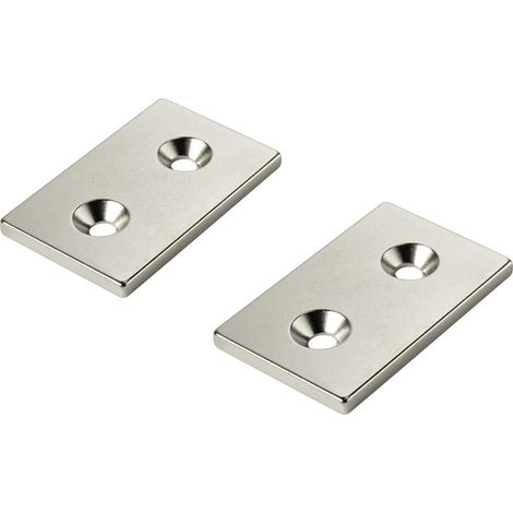 TRU COMPONENTS W40L25T5-2M4 Permanent-Magnet Rechteckig (L x B x H) 40 x 25 x 5 mm N35 Grenztemper