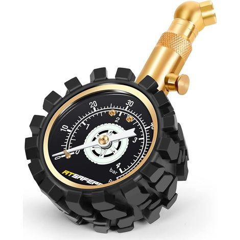 manometre pression pneu automatique précise 60 psi 4 bars avec grand visage lumineux de 5,1 cm Manomètre mécanique Bourdon pour moto, voiture, ATV, SUV (1/5)