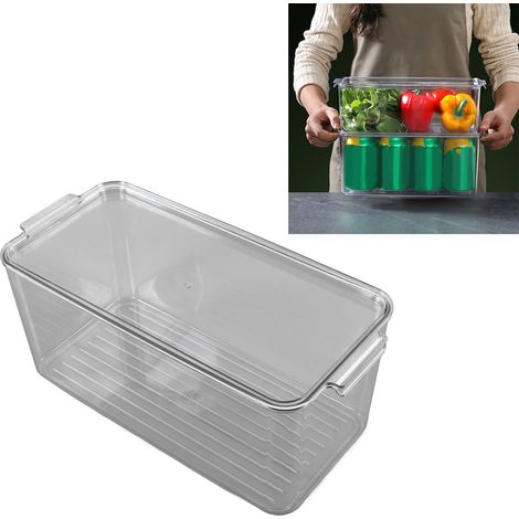 Boîte de Rangement Plastique Stackable Transparente pour Réfrigérateur et Cuisine (1/5)