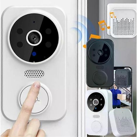 WLAN-Video-Türklingel, Smart-Home-Türklingel mit Nachtsicht, drahtloser visueller Gegensprechanlage und Zwei-Wege-Audio-Video-Türklingelüberwachung (1/4)