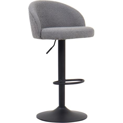 Barhocker HYDRA – Hellgrauer Bouclé – Höhenverstellbar 86-107 cm – Metallfüße – Moderner Stil