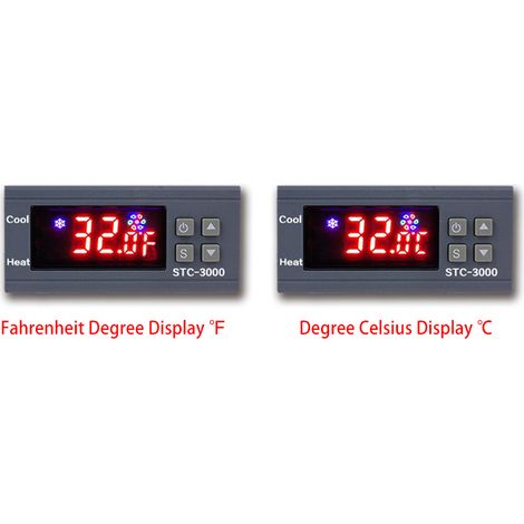 Eosnow STC-3000 Digitaler Temperaturschalterregler ℃ ℉ Anzeige Heizung Kühlrelais NTC-Sensor Temperaturregelung Thermostat für Gefrierschrank-Kühlschränke