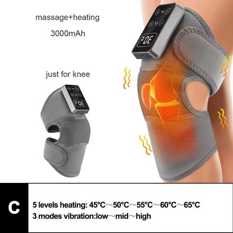 (C, 2 pièces) Coussin de massage vibrant chauffant électrique pour genoux, orthèse articulaire, relaxant musculaire (1/3)