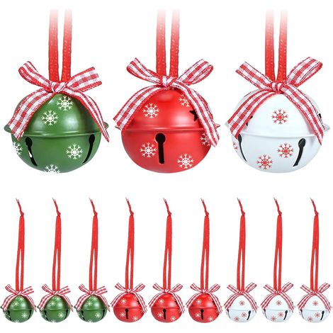 CCYKXA Weihnachtsbaumschmuck, 12-teiliges Mini-Glöckchen-Hängeornament mit Schleife für Fenster, Türen und Weihnachtsbäume (1/5)
