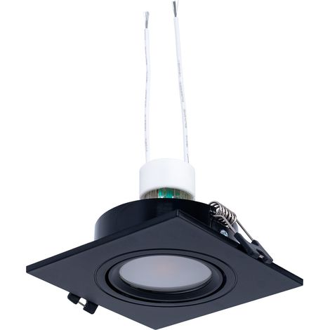 Kit Collerette spot carré 93x93mm (noir) + Ampoule GU10 5,4W + - Blanc Chaud