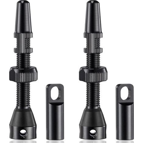 CCYKXA 2 Sets of F/V Vacuum Valves for French Bicycle, 44mm Presta Tubeless Valves, MTB Tubeless Valve (Black) (1/5)