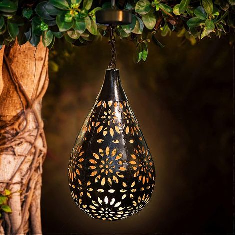Lampe solaire d'extérieur en vente, lampe suspendue en fer avec motif marguerite, lampe, projecteur suspendu avec clôture (1/5)