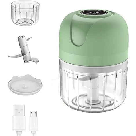 Elektrischer Mini-Knoblauchzerkleinerer, kabellose tragbare Küchenmaschine, 250-ml-Mixer, Mini-Knoblauchzerkleinerer für Knoblauch, Gemüse, Obst, Zwiebeln, Fleisch, Salate, Babynahrung, Gewürze (Blaug
