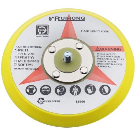 5 Pouces / 125mm Plaque d'appui de Polissage M8 pour Ponceuse à Crochets et à Boucles (1/5)