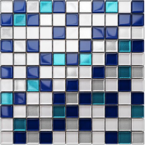 Ilcom mosaico in vetro su rete per bagno e cucina  30cm x 30cm  -  Topaz (1/5)
