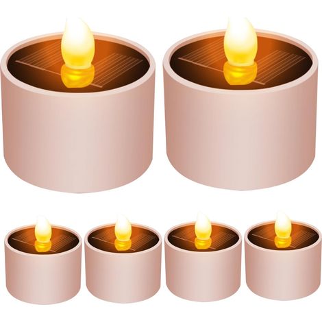 Lot de 6 bougies solaires d'extérieur étanches, style crépuscule, bougies décoratives (1/5)