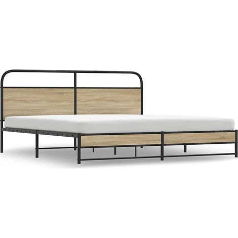 Maison Exclusive - Metallbett ohne Matratze Räuchereiche 200x200