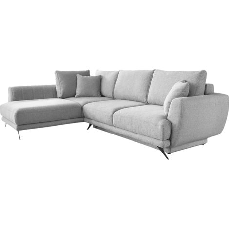 Canapé convertible angle gauche tissu gris souris Savary 280cm (1/5)