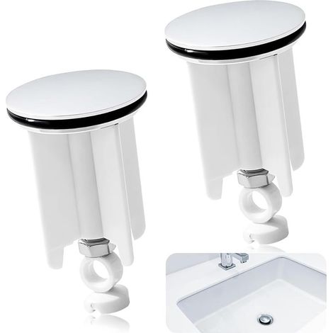 Pièces Bouchon de vidange Universel pour lavabo,Bouchon Evier Salle de Bain 40mm,Bonde réglable en Laiton chromé Blanc,Bouchon Baignoire,pour Lavabo,Bidet,Salle Bain,Cuisine (1/5)