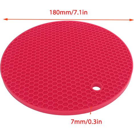 Ortviai Tapis de protection en silicone rond – 5 pièces, résistant à la chaleur jusqu’à 230 °C, antidérapant, rouge (1/4)
