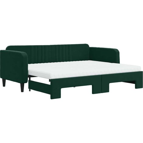 Maison Exclusive - Divano Letto Estraibile Materassi Verde Scuro 90x200 Velluto