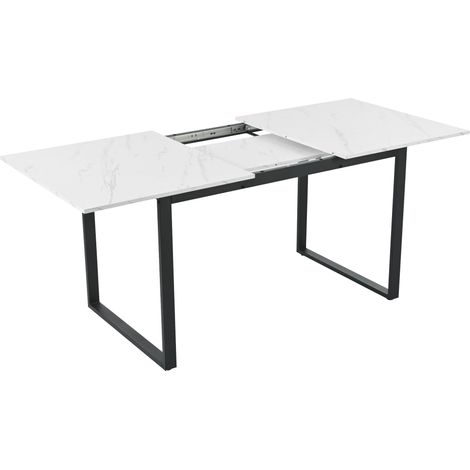 Mesa de Comedor Extensible con Patas Ajustables y Estructura Metálica, en MDF, Blanco (1/5)