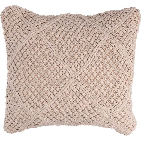 Fodera per Cuscino Decorativo Quadrato 40x40 cm in Tessuto Macramè Ecrù