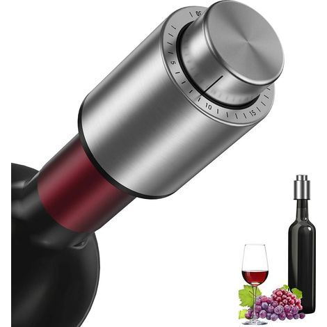 Tapón de botella de vino al vacío, herramienta de conservación de vino reutilizable con escala de tiempo. Bomba de vacío para vino. Respetuoso con el medio ambiente y portátil, para amantes del vino. (1/5)