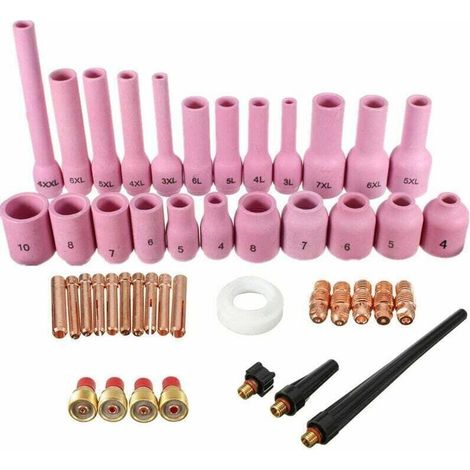 46 Pieces / Set TIG Gas Lens Collet Body Alumina Nozzle Assortment Kit for SR WP-9 WP-20 WP-25 TIG Welding Torch
