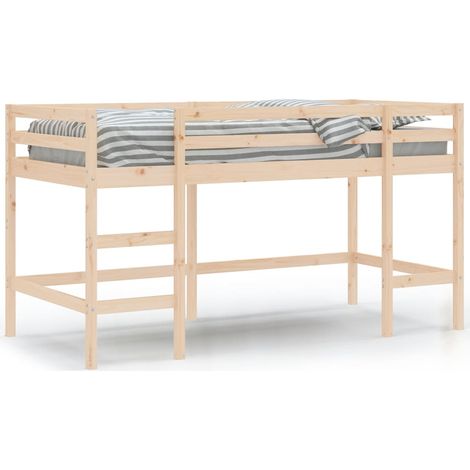 Lit mezzanine enfants échelle 90x190 bois pin massif (1/5)