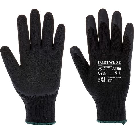Gant aus gestricktem Latex beschichtet, klassisch, Farbe: Schwarz, Größe XL - Portwest