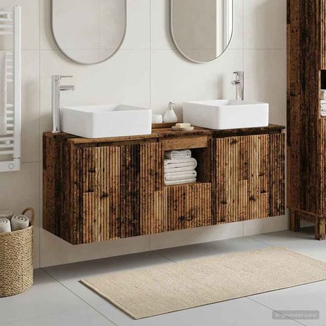 vidaXL Set di Armadi da Bagno 3 pz Legno antico 129 x 41 x 80 cm (1/5)