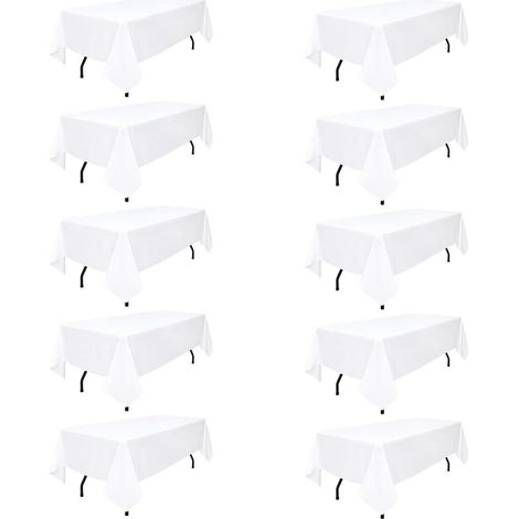 10er Pack Weiße Tischdecke 153x260cm Polyester für Haushalt & Gastronomie