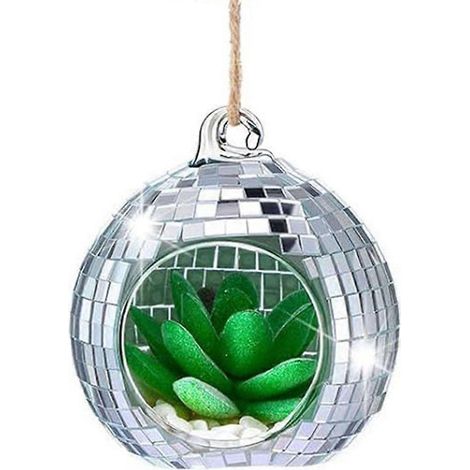Porte-bougies rond en miroir avec photophore, pot suspendu, support pour plantes