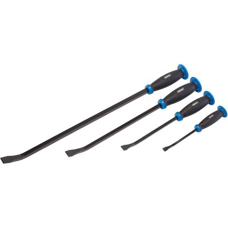Draper GUARD HANDLE Pry Bar Set (4 Pieces) – Soft Grip, "Pound Thru" Design with Hand Guard
