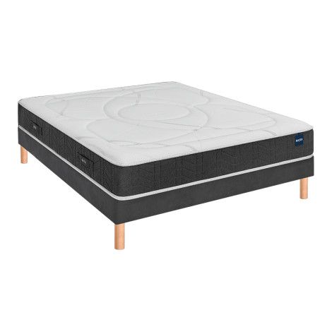 Ensemble Bultex RECOVERY + Sommier confort ferme vigoroso deco + pieds 140x190 Jersey Gris foncé Mousse (1/5)