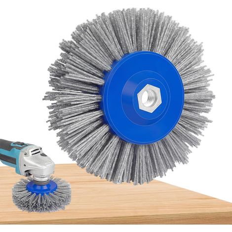 M14 Brosse de ponçage en nylon 150 mm Brosse ronde pour meuleuse d'angle, brosse de structuration, brosse de polissage pour bois et métal, 46/60/80/120 Grit Roue de tréfilage Machine à satiner (1/5)